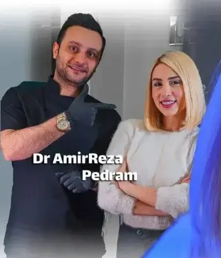 نمونه کار کامپوزیت دندان و مراجعه کننده در کنار دکتر امیررضا پدرام
